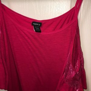 Pink cold shoulder shirt